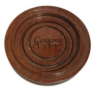 Handcrafted Wooden Coaster With Guyana Inscription 4 Diameter
